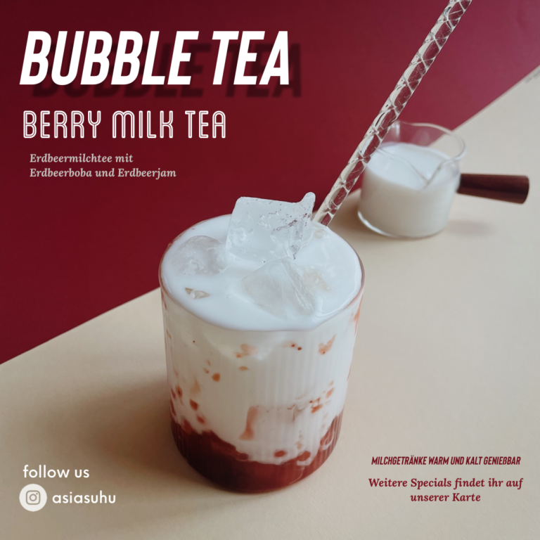 Berry Milk Tea - Erdbeermilchtee mit Erdbeerboba und Erdbeermarmelade