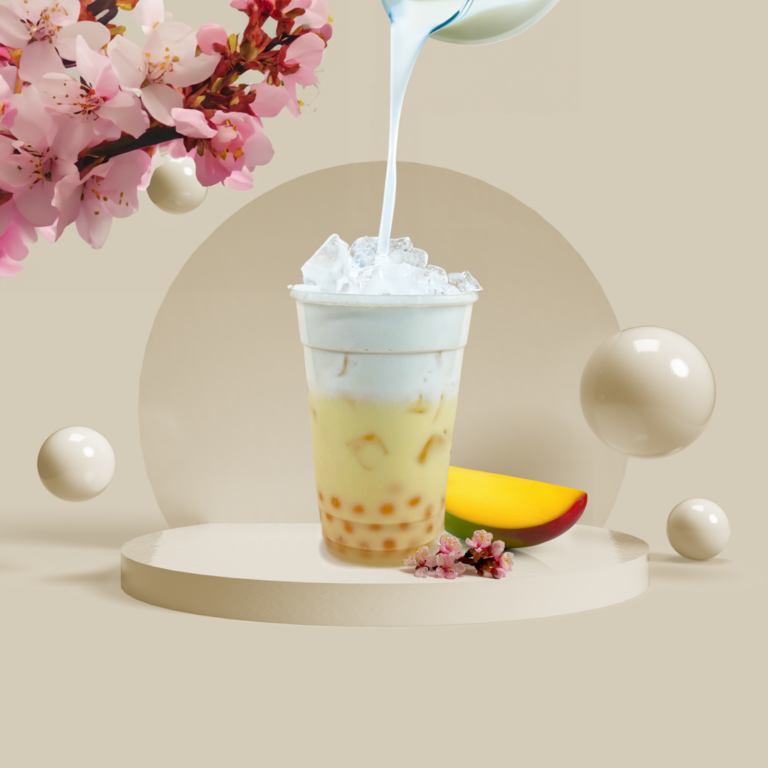 Bubble Tea mit Mango und Tapioka-Perlen
